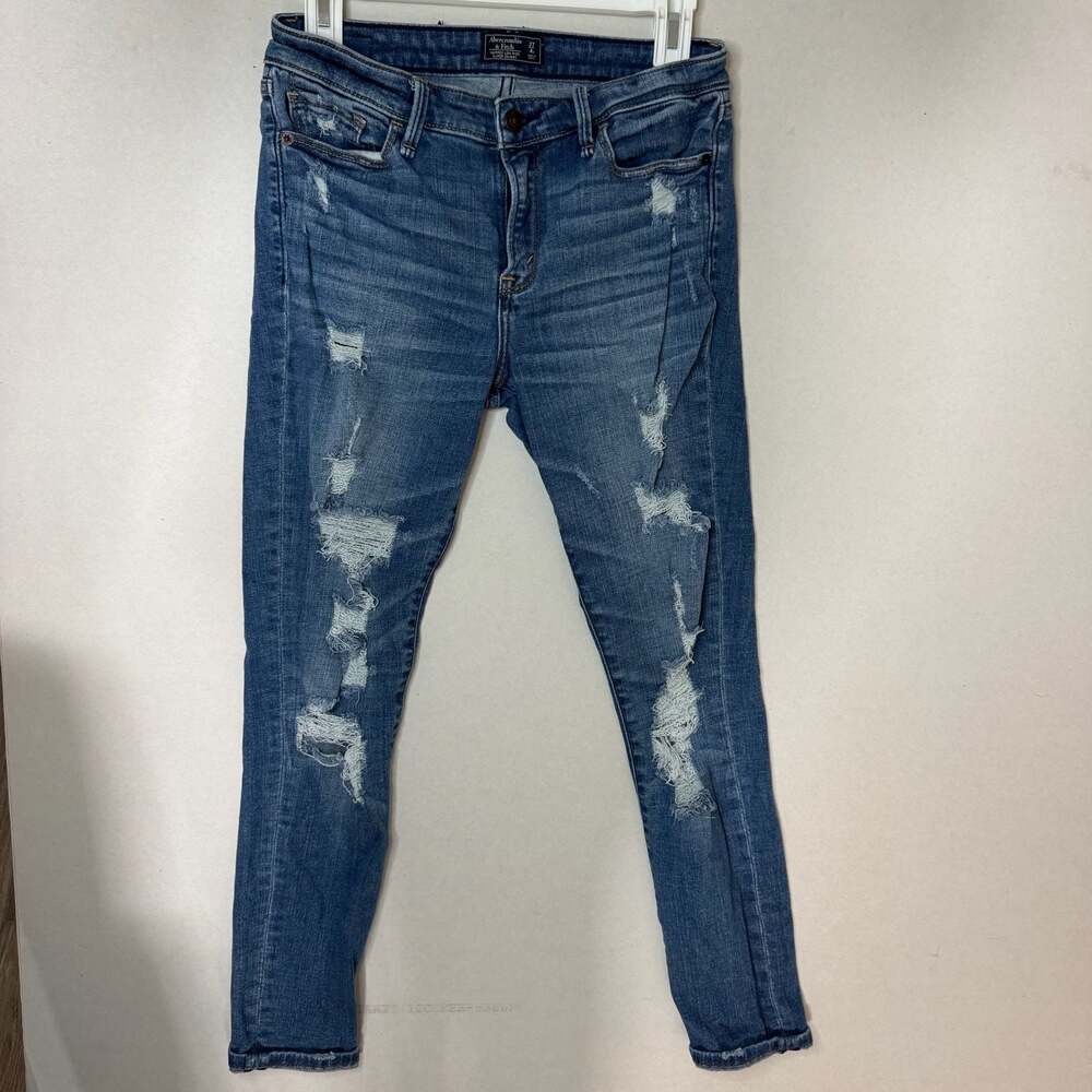 Abercrombie & Fitch Harper Low Rise Super Skinny Distressed Jeans